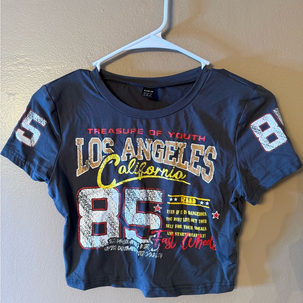 SHEIN Navy Los Angeles California Graphic Tee